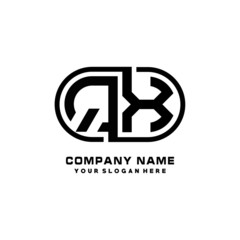 QX initial letters looping linked oval elegant logo blue, black