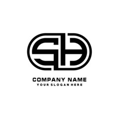 Obraz premium SH initial letters looping linked oval elegant logo blue, black