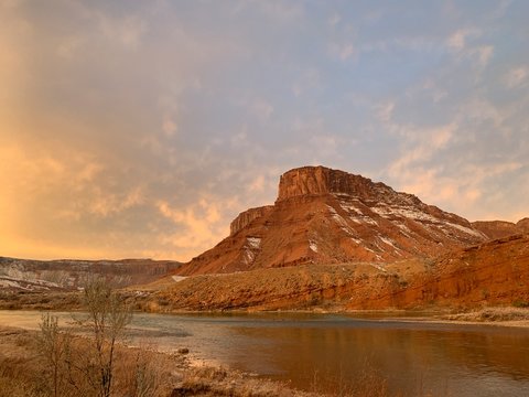 Rural landscape at sunset, Moab, Utah, United States
