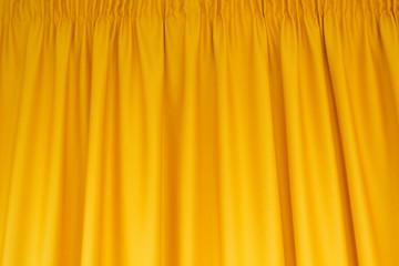 Fabric yellow curtains. Abstract background, curtain, drapes gold fabric.