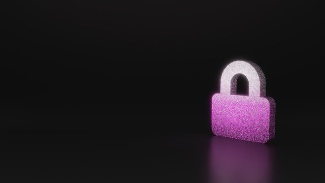science glitter symbol of lock icon 3D rendering