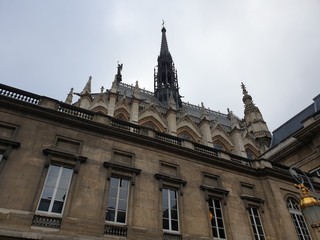 Fototapeta na wymiar A small chapel with stunning Sainte-Chapelle, Paris, side view 