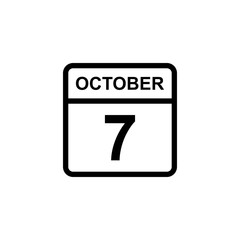 calendar - October 7 icon illustration isolated vector sign symbol