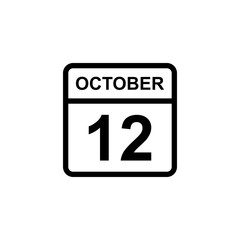 calendar - October 12 icon illustration isolated vector sign symbol