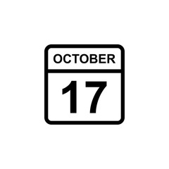 calendar - October 17 icon illustration isolated vector sign symbol
