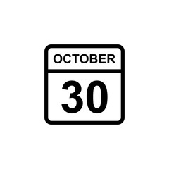 calendar - October 30 icon illustration isolated vector sign symbol