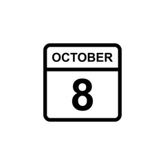 calendar - October 8 icon illustration isolated vector sign symbol