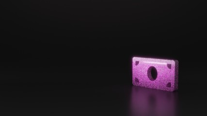 science glitter symbol of money bill icon 3D rendering