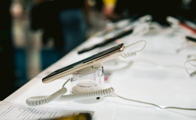 Kyiv, Ukraine -28 September  2019 : CEE 2019. Exhibition of modern mobile phones and gadgets. New...