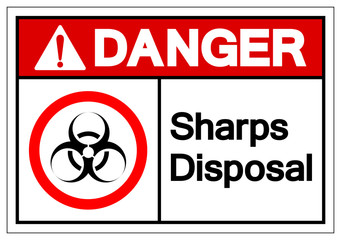 Danger Sharps Disposal Symbol Sign, Vector Illustration, Isolated On White Background Label .EPS10