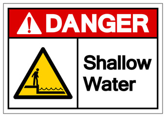 Danger Shallow Water Symbol Sign, Vector Illustration, Isolated On White Background Label .EPS10