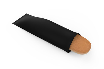 Long Loaf of Bread in Kraft Paper Bag Mock up. 3d render illustration.