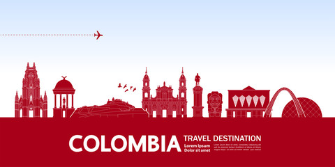 Obraz premium Colombia travel destination grand vector illustration.