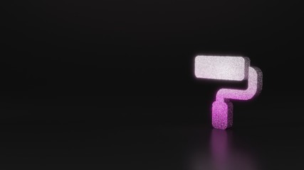 science glitter symbol of paint roller icon 3D rendering