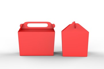 Realistic take away food box mock up set isolated on white background 3d render illustration.