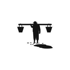 a farmer with a yoke carries water icon. Element of farm for mobile concept and web apps. Icon for website design and development, app development. Premium icon