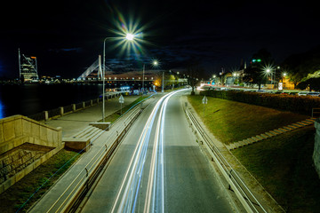 Fototapeta na wymiar panoramic view of Riga city in Latvia. Capital of Latvia at night