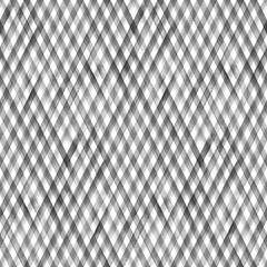 Watercolor diagonal stripe plaid seamless pattern. Black gray stripes on white background