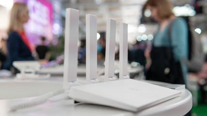 White internet router close-up