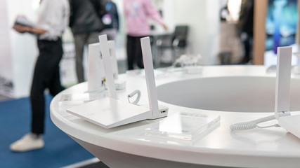 White internet router close-up