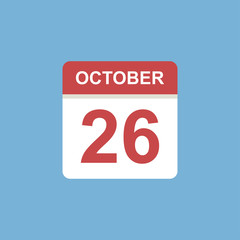 calendar - October 26 icon illustration isolated vector sign symbol