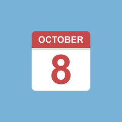 calendar - October 8 icon illustration isolated vector sign symbol