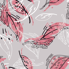 Stylized leaves seamless pattern.