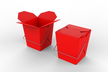 Blank Leak proof White Noodle Box For Branding. 3d render illustration.