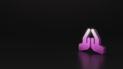 science glitter symbol of praying hands icon 3D rendering