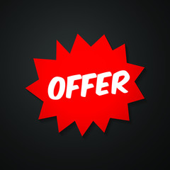 red label sticker offer on black background.