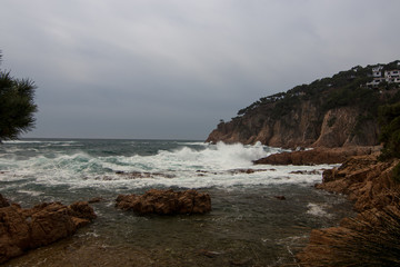 natural landscape of sea rocks and sand