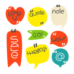 Quote bubbles vector clip-art with sample text. Empty frames for messages