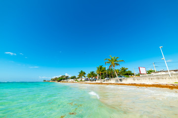 Turquoise water in Raisins Clairs beach in Guadeloupe