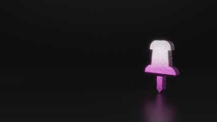 science glitter symbol of push pin icon 3D rendering