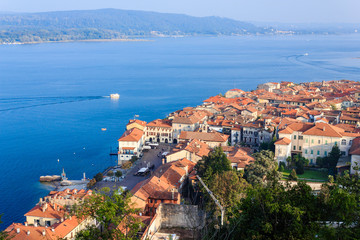 panoramic view of the city of Arona and Lake Maggiore/panoramic view of the city of Arona and Lake ...