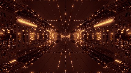 highly abstract futuristic glowing scifi tunnel corridor with many nice reflections 3d rendering wallpaper background