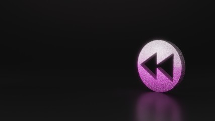 science glitter symbol of rewind  icon 3D rendering