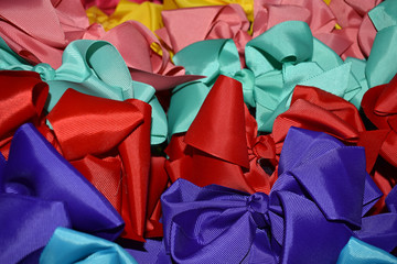 Background texture closeup of ribbons and bows