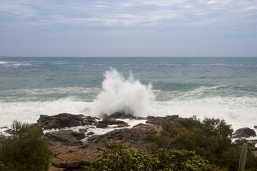 natural landscape of sea rocks and sand