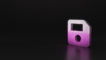 science glitter symbol of save icon 3D rendering