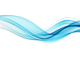 Vector blue abstract wave design element. Smoke lines