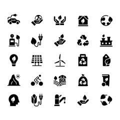 Obraz premium Vector icon set of ecology in flat style.