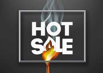 Hote sale advertising banner. Photoreal vector illustration