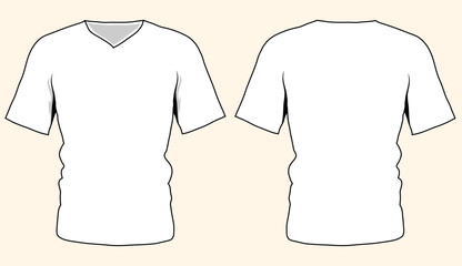 Template of blank t-shirt front and back views. Vector illustration.