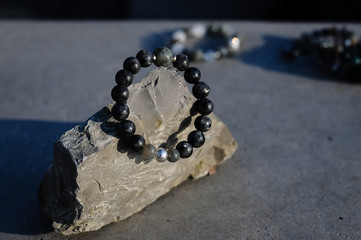Handmade natural stone bracelets sunset light