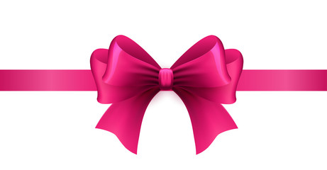 Magenta ribbon with bow on a white background. Vector