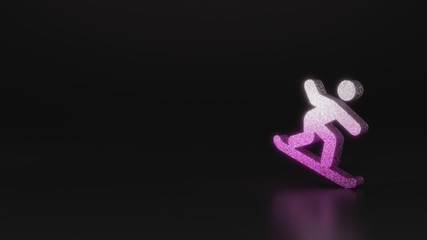 science glitter symbol of snowboarding icon 3D rendering