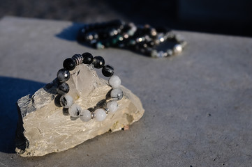 Handmade natural stone bracelets sunset light