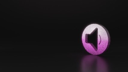 science glitter symbol of speaker icon 3D rendering