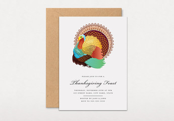 Graphic Thanksgiving Fest Invitation with Turkey Layout